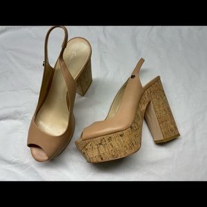 Nice leather and cork platform heels SZ 8.5